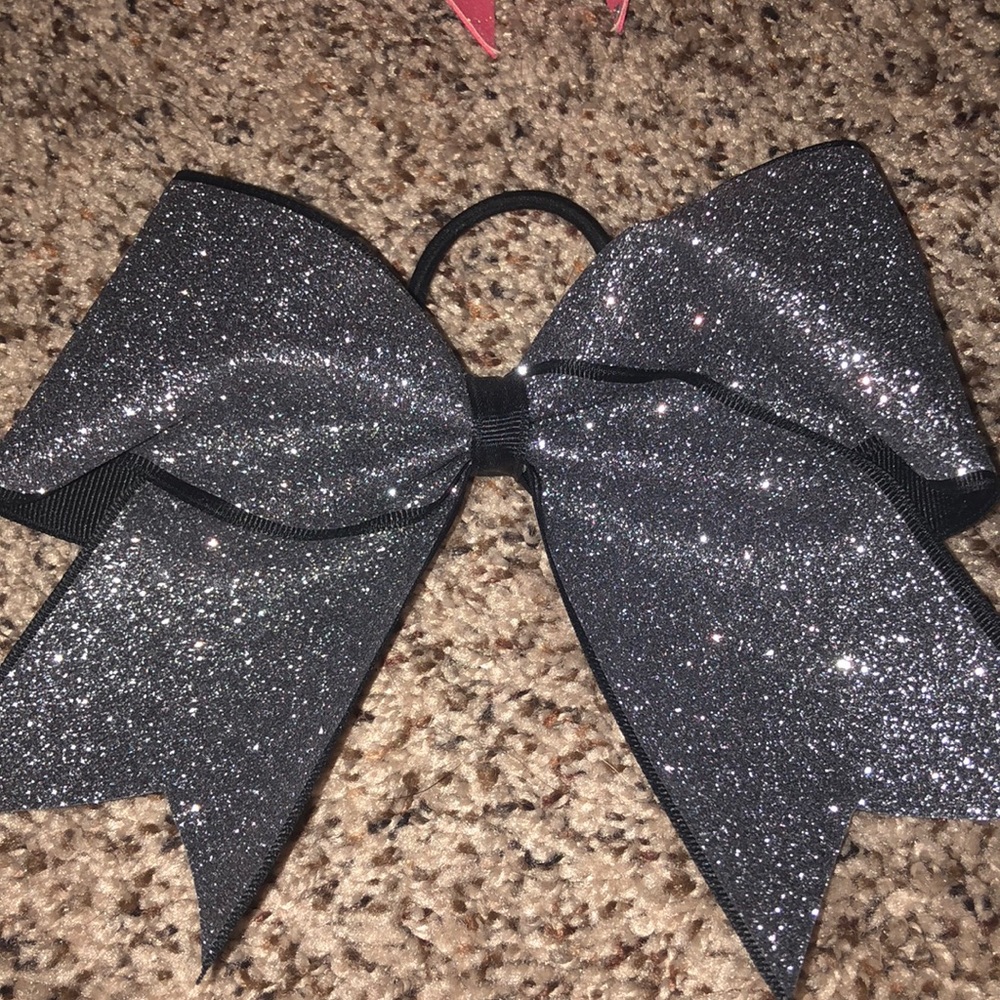 Silver sparkly cheer bow